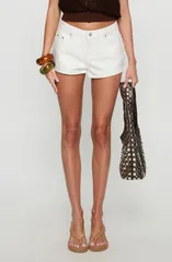 プリンセスポリー レディース ボトムス デニムパンツ ローライズ ショートパンツ Princess Polly Dreamfulow Rise Denim Shorts WHITE ホワイト