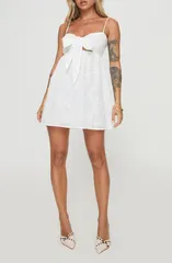 プリンセスポリー レディース トップス ワンピース カットアウト ミニ ノースリーブ Princess Polly Granno Cutout Sleeveless Minidress WHITE ホ