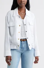 キャスロン レディース アウター ジャケット・ブルゾン コットン Caslon Cotton Gauze Utility Jacket WHITE ホワイト