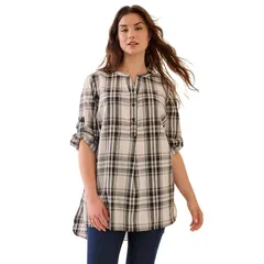 Ellos レディース トップス Tシャツ リラックスフィット プラスサイズ コットン Ellos Plusize ThreeQuarter Sleeve Roll Tab Relaxed Fit 1