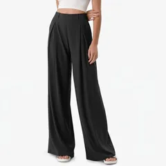ファンジュライ レディース ボトムス カジュアルパンツ ワイドレッグ FUNJULY Womens Lightweight High Waisted Wide Leg Pants with Side