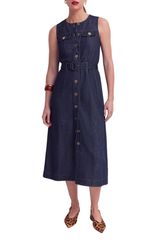 ボーデン レディース ボトムス デニムパンツ ミディワンピース ミディ ノースリーブ Boden Belted Sleeveless Denimidi Dress INDIGO インディゴ