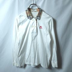 良品 バーバリー 長袖 ポロシャツ 金ボタン ゴルフ ノバチェック 刺繍