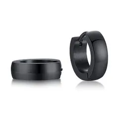 ピアス 4mm フープ 幅広 黒 ブラック リングピアス 中折 幅 直径12.5mm ステンレス アレルギー対応