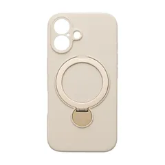 【新品】 empire 360度回転 リング スタンド MagSafe対応 シリコン かわいい スマホケース (ホワイト,iPhone16)
