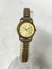 美品 セイコー SEIKO 2P21-0070 ゴールド文字盤 クォーツ 腕時計 レディース ラウンドフェイス 未稼働 hm082725