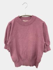 MAJESTIC LEGON マジェスティックレゴン ニット セーター M ピンク ニット ナイロン 無地 ミドル丈 半袖 クルーネック 丸首 タートルネック ハイネック レディース