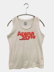 arena タンクトップ M ホワイト 前面プリント バックプリント ワンポイント ブランドロゴ カップなし レディース