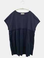 OPAQUE.CLIP オペークドットクリップ Tシャツ/カットソー L ネイビー 無地 ミドル丈 袖なし クルーネック(丸首) レディース
