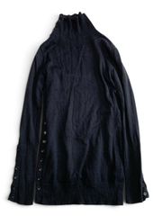 Limi feu　リミフゥ　サイドボタン スタンドネック ウール ニット セーター　ブラック　90s　ブラック　サイズS