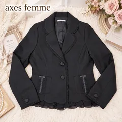 🌸SALE🌸 axes femme femme アクシーズファム フリル襟 薔薇ボタン フェミニン ショートジャケット ブラック M