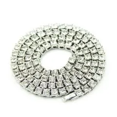 レディース ネックレス 幅6mm チェーン キュービックジルコニア ラインストーン テニスチェーン 豪華 男女兼用 ニューヨークスタイル シルバー 20