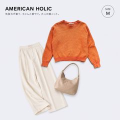 ○AMERICAN HOLIC ミックスカラーニット M オレンジ 長袖 コットン