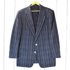 バーバリー BURBERRYS 2つボタンシングル シアサッカージャケット L 濃紺 オーバーチェック 春夏対応 開き見せ WM242-286-29 6TH115 【送料無料】【中古】【メンズビジネス】202608