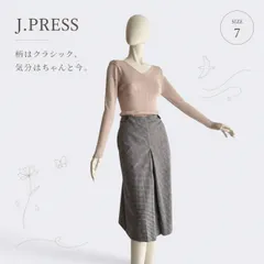 ☆J.PRESS 千鳥格子 ロングスカート 7号 S プリーツ オンワード樫山