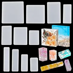 【新品】 DIYBravo 正方形 シリコンモールド 11種類 立体 レジン型 長方形 ソフトモールド 標本 装飾品 四角形 ハンドメイド 手作り 積み木 シリコン型 手芸品 キューブ 樹脂粘土 UVレジン クラフト (立体・正方形11種類)