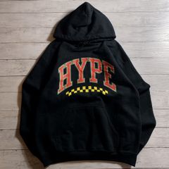 【トレンド】HYPE Hoodie HYPE パーカー ブラック 黒 ビッグロゴ チェッカー柄 プリント ストリート スケーター Y2K カジュアル ヴィンテージ古着 フーディー #C5692