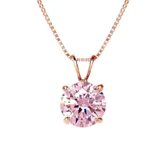 [Gift from New York] ネックレス レディース 1.25ct 14金 ピンクゴールド 一粒ネックレス ピンク 0