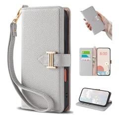 【新品】 UnivoColors 対応 Pixel 9a ケース 手帳型 職人仕様 手縫い革ケース ストラップ付き 内蔵マグネット開閉式 カード収納 レディーズ 上質な手触り おしゃれ シンプル スタンド機能 汗や指紋防止 全面保護 耐汚れ(グレー)