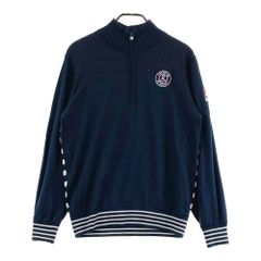 サイズ：M AND PER SE アンパスィ  裏地付 ハーフジップ ニットセーター ボーダー柄 ネイビー系 [240101761897] ゴルフウェア メンズ ストスト