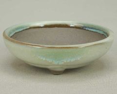 伊予路園 盆栽鉢 小石原焼 3寸足付丸鉢 ミニ 白釉 単品 高さ：2.8cm 径：8.8cm ミニ鉢〜小鉢 陶器鉢 植木鉢