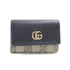 グッチ(Gucci) グッチ ダブルG バイカラー キーケース ベージュ エボニー ブラック GGスプリームキャンバス レザー 456118 レディース メンズ 男女