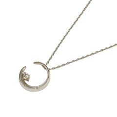STAR JEWELRY スタージュエリー ネックレス 상태좋음 - K18WG×ダイヤモンド 1Pダイヤ ダイヤ0.020カラット ムーン 月