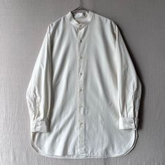 50s 60s Euro vintage バンドカラー シャツ / 42 オフホワイト ダブルカフス マチ ユーロ ビンテージ T6-07120-9607