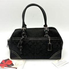 美品✨コーチ ハンドバッグ シグネチャー 8K05 ミニボストン キャンバス 黒 未使用展示品◎COACH コーチ シグネチャー ハンドバッグ ミニボストン