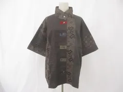 新品 安曇野染絣 ノーカラー ドルマン シャツ ポンチョ ブラック ブラウン M〜L レディース