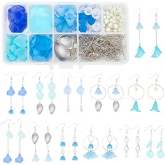 【新品】 SUNNYCLUE　10対　花折り　ピアス　手作り　セット　チャーム　フラワー　花　パーツ　花びら　ピアス　すずらん　チャーム　桜　イヤリング　揺れる　ネックレス　和　フレームパーツ　円形　菱形　スクエア　アクリルビーズ　レジン　3d　樹脂　ブレスレ