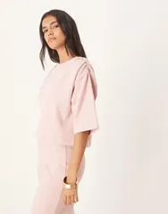 エイソス レディース トップス Tシャツ ASOS DESIGN Supersoft wide sleeve tee in light pink part of a set Pale Mauve ピン