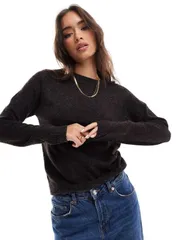 ヴェロモーダ レディース アウター ニット・セーター セーター ニット Vero Moda round neck knit sweater in chocolate melange BROWN ブラウ