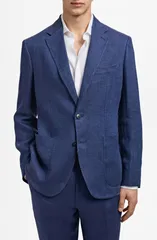 マンゴ メンズ アウター ジャケット・ブルゾン コート リネン MANGO Salerno Linen Sport Coat Indigo Blue インディゴ
