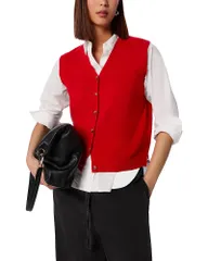 ホイッスルズ レディース アウター ベスト Vネック ニット Whistles V Neck Button Front Knit Vest Red レッド