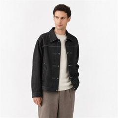 n*k様 MUJI Labo 再生ポリエステルデニムジャケット M ダークネイビ