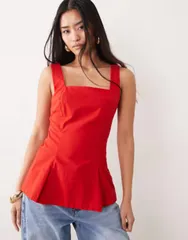 ノーバディーズ チャイルド レディース トップス シャツ Nobodys Child Valencia square neck top Red レッド