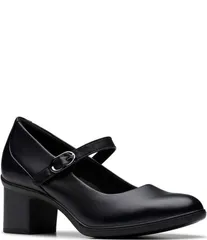 クラークス レディース シューズ パンプス レザー ヒール Clarks Shaya Jane Leather Block Heel Mary Jane Pumps Black ブラック
