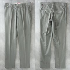 美品 new balance golf ニューバランス ゴルフ チノパンツ ロングパンツ センタープレス ロゴ 綿混 メンズ 5 (L) ゴルフウェア グレー