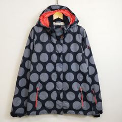 ROXY ロキシー スノーウェア ジップアップ ジャケット スキー スノーボード ドット柄 総柄 フード付き 10K 防水 REGULAR FIT ウィンタースポーツ アウター ブラック L I105