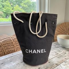 逸品 CHANEL シャネル 巾着型 ビーチバッグ ショルダーバッグ ブラック リュック バッグパック