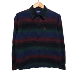 CHAPS チャップス 長袖 ネルシャツ マルチカラー レザーロゴ メンズ Lサイズ