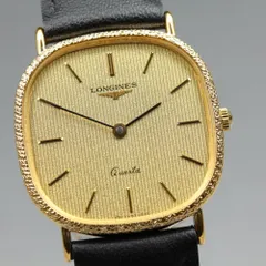 【稼働品】 LONGINES 978 3253 ゴールド レア縦縞模様 スクエア ゴールド クオーツ メンズ 腕時計 #17647