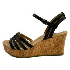 UGG(アグ) サンダル W 6 レディース - 黒 ウェッジソール レザー