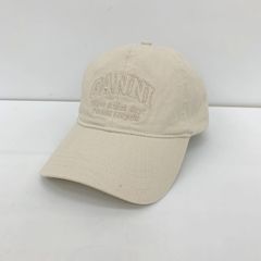 GANNI ガニー キャップ 帽子 ボウシ ベースボール CAP HAT PATCH 5890 ロゴ カジュアル シンプル ONE SIZE アイボリー 帽子 DF20422■