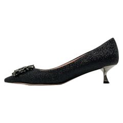 RogerVivier(ロジェヴィヴィエ) パンプス 39 レディース - 黒 ビジュー/フラワー(花)