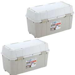 グリーンパル 大型収納ボックス 70L・105L 【2個セット有】 プラスチック製 コンテナ 日本製 屋外収納 蓋付き コロキャスター付き 防災 備蓄 収納ケース アウトドア 車載 宅配ボックス (アイボリー, 105L×2個：880×440×490)ym