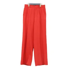 【新品】MACPHEE マカフィー パンツ レッド 36(9号) 24春夏 コットン アセテート ツイル タックフレアパンツ 12044204401 ワイド センタープレス Dカン付き 日本製 ボトムス ズボン【レディース】
