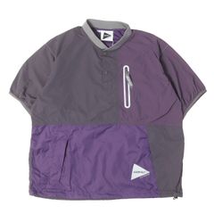 【新品】and wander アンドワンダー Tシャツ パープル系 M 24SS GRAMICCI ナイロン パッチワーク ウィンド Tシャツ Patchwork Wind Tee トップス カットソー コラボ【メンズ】