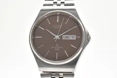 CITIZEN シチズン 4-211146K メンズ クォーツ 腕時計 ブラウン文字盤 デイデイト 曜日 日付 ステンレス ブレスレット 34mm 1980年代 ヴィンテージ